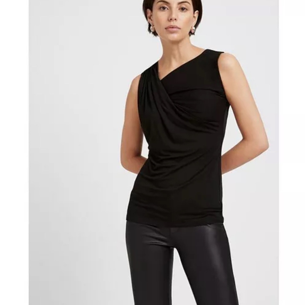 Women's Black Draped One-Shoulder Top